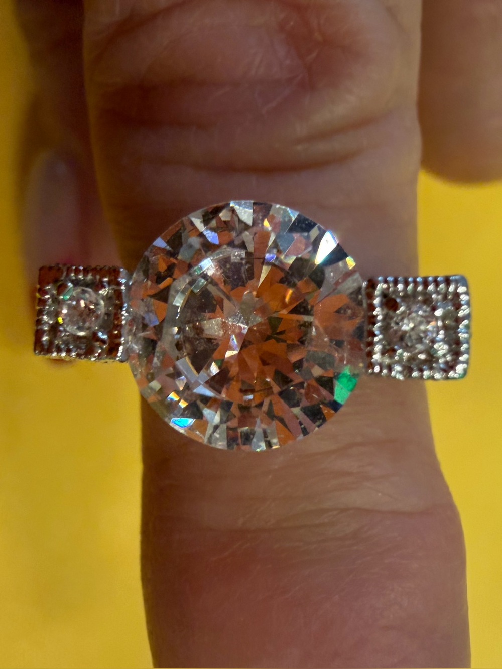 Park Lane Clear Round Sparkle Statement Ring – Size 6